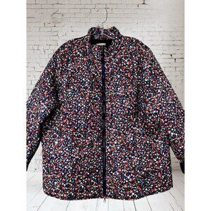 Woman Within Women's Size 24 Quilted Lined Floral Full Zip Coat Jacket